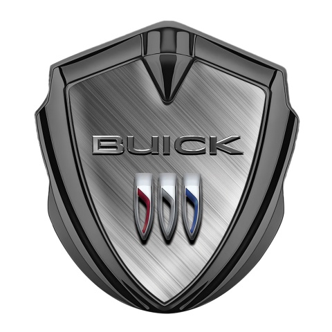 Buick Abzeichen selbstklebend Graphit Tonfarbe Geburstetes Aluminium Effekt