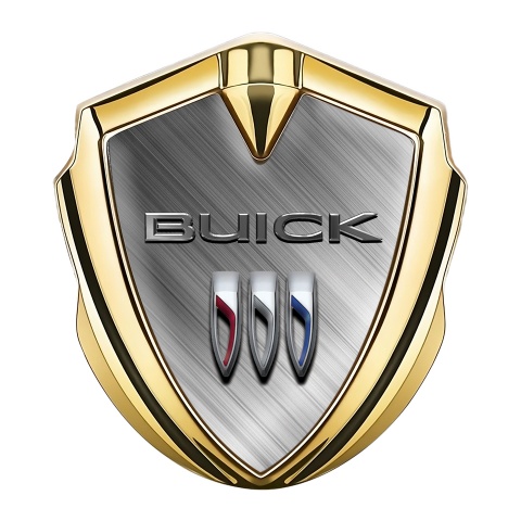 Buick Abzeichen selbstklebend Goldtonfarbe Geburstetes Aluminium Effekt