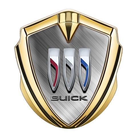 Buick Emblem Abzeichen selbstklebend Goldtonfarbe poliertes Aluminium Grosses Logo