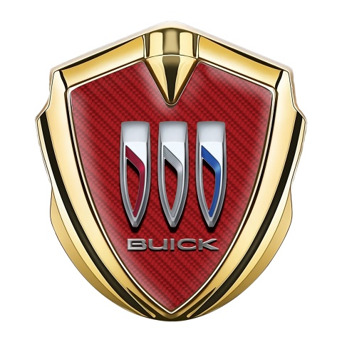Buick Emblem Logo Schriftzug Aufkleber Goldtonfarbe Rote Carbon mit Grosses Logo