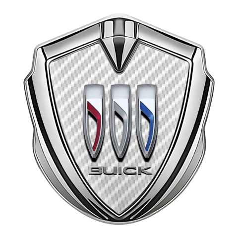 Buick Seitenflugel Emblem Aufkleber Silbertonfarbe Weiss Carbon mit Grosses Logo