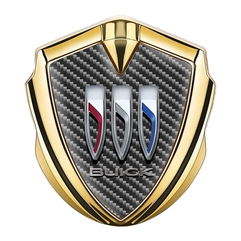 Buick Selbstklebendes Metallaufkleber Emblem Goldtonfarbe Dunkles Carbon mit Grosses Logo