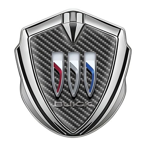 Buick Selbstklebendes Metallaufkleber Emblem Silbertonfarbe Dunkles Carbon mit Grosses Logo
