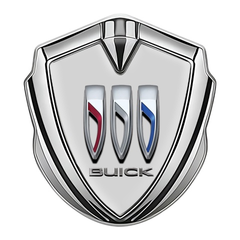Buick Seitenflugel Emblem Aufkleber Silbertonfarbe Grau Funfdament mit Grosses Logo