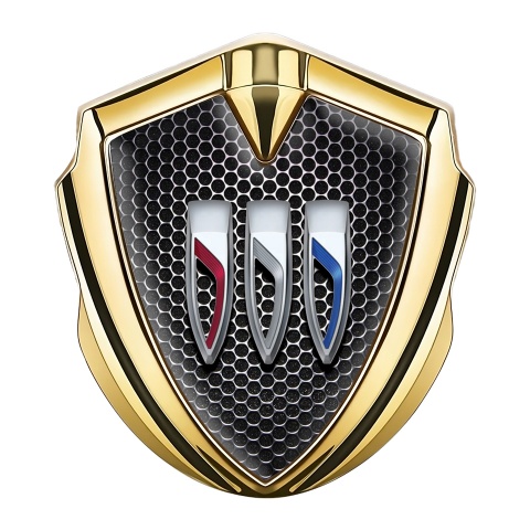 Buick Abzeichen selbstklebend Goldtonfarbe Perforierter Stahl Variante