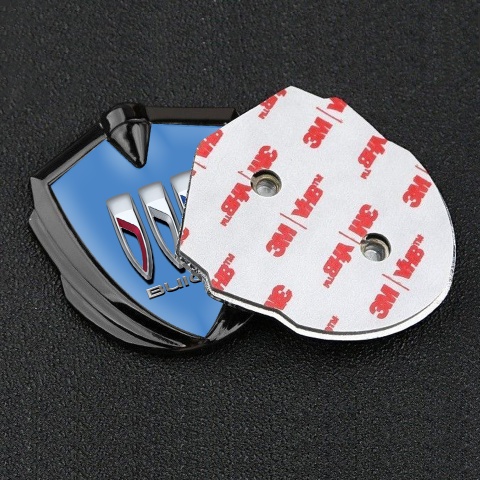 Buick Metal Emblem Self Adhesive Graphite Blue Dome Tricolor Logo
