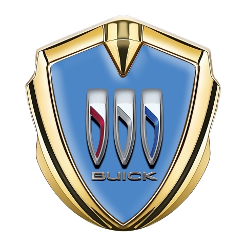 Buick Metal Emblem Self Adhesive Gold Blue Dome Tricolor Logo