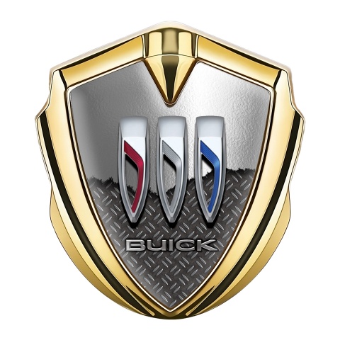 Buick Trunk Metal Emblem Badge Gold Half Torn Tricolor Edition