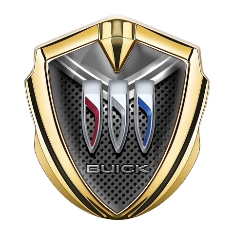 Buick Fender Emblem Badge Gold Dark Grille Cap Tricolor Logo