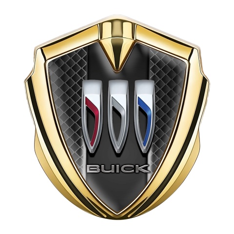 Buick Trunk Emblem Badge Gold Dark Grid Glow Tricolor Logo