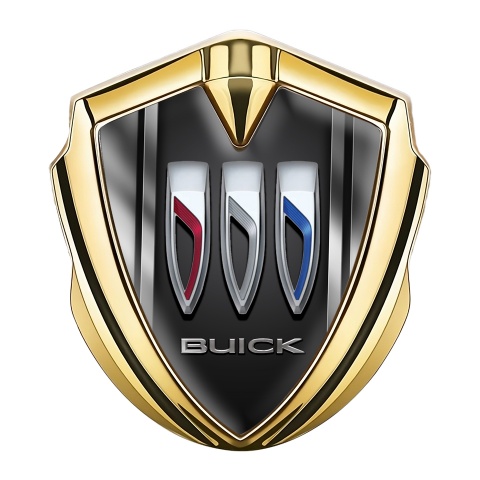 Buick Fender Metal Emblem Badge Gold Dark Base Sport Lines