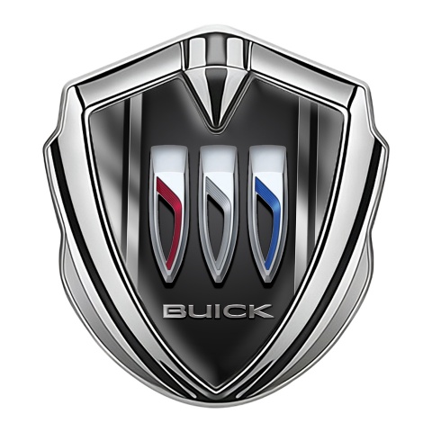 Buick Fender Metal Emblem Badge Silver Dark Base Sport Lines