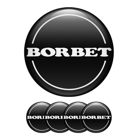 Borbet Domed Stickers Wheel Center Cap white logo