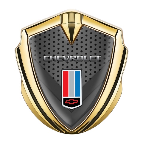 Chevrolet 3D Car Metal Emblem Gold V Shaped Mesh Tricolor Edition
