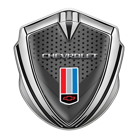 Chevrolet 3D Car Metal Emblem Silver V Shaped Mesh Tricolor Edition