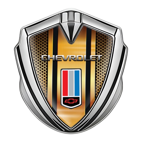 Chevrolet Tuning Emblem Self Adhesive Silver Orange Grid Tricolor Edition