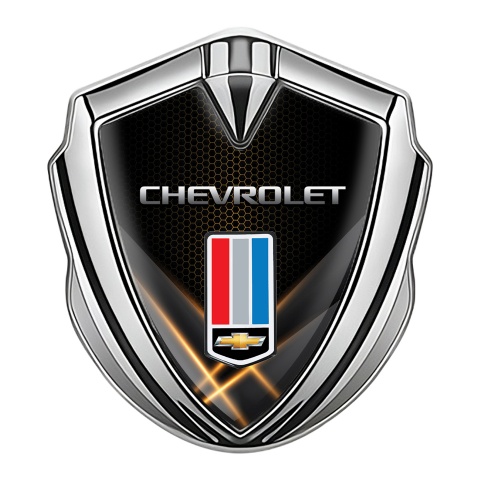 Chevrolet 3D Car Metal Emblem Silver Glow Effect Tricolor Logo Design