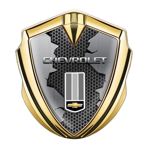 Chevrolet Self Adhesive Bodyside Emblem Gold Torn Metal Mesh Edition