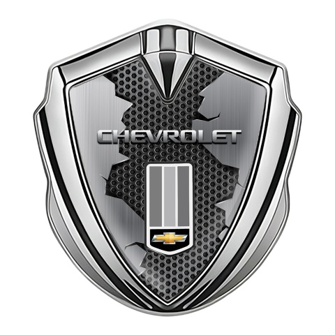 Chevrolet Self Adhesive Bodyside Emblem Silver Torn Metal Mesh Edition