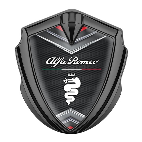 Alfa Romeo Emblem Auto Zeichen Graphit Tonfarbe Schwarz Basis mit Chrom Elemente Design
