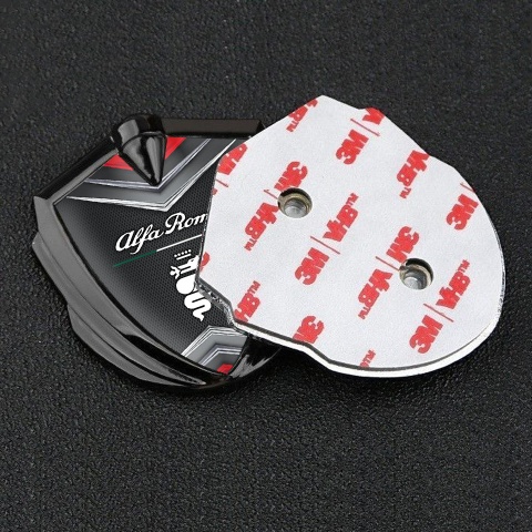 Alfa Romeo Emblem Auto Zeichen Graphit Tonfarbe Schwarz Basis mit Chrom Elemente Design