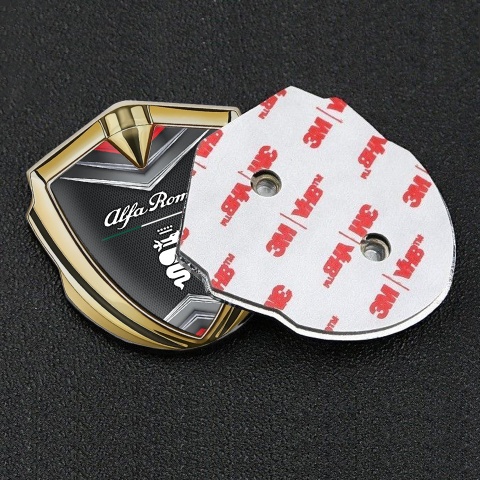 Alfa Romeo Emblem Auto Zeichen Goldtonfarbe Schwarz Basis mit Chrom Elemente Design