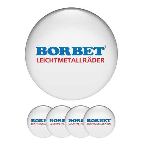 Borbet Domed Stickers Wheel Center Cap Badge In White 