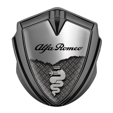 Alfa Romeo Emblem Aufkleber Autozubehor Graphit Tonfarbe Gebrochenes Metall mit Grau Logo