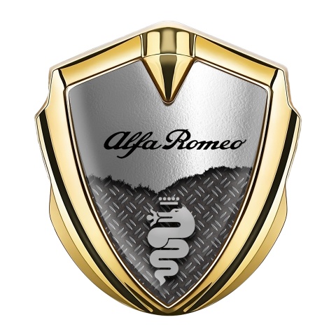 Alfa Romeo Emblem Aufkleber Autozubehor Goldtonfarbe Gebrochenes Metall mit Grau Logo