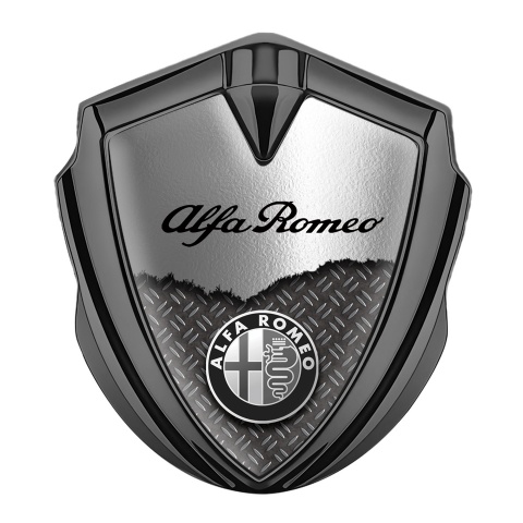 Alfa Romeo Selbstklebendes Metallaufkleber Emblem Graphit Tonfarbe Gebrochenes Metall Klassisch Logo
