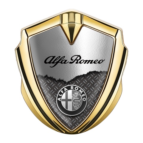 Alfa Romeo Selbstklebendes Metallaufkleber Emblem Goldtonfarbe Gebrochenes Metall Klassisch Logo