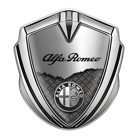 Alfa Romeo Selbstklebendes Metallaufkleber Emblem Silbertonfarbe Gebrochenes Metall Klassisch Logo