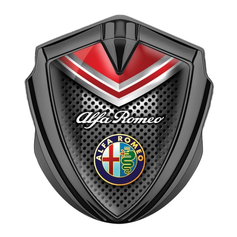 Alfa Romeo Seitenflugel Emblem Aufkleber Graphit Tonfarbe Dunkles Mesh mit Rote Details Design