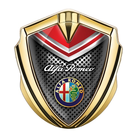 Alfa Romeo Seitenflugel Emblem Aufkleber Goldtonfarbe Dunkles Mesh mit Rote Details Design