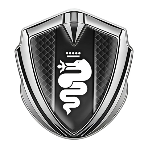 Alfa Romeo Abzeichen selbstklebend Silbertonfarbe Schwarz Netz Weiss Logo Design