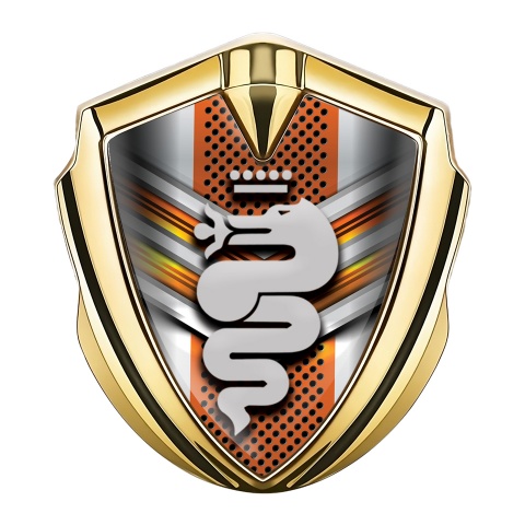 Alfa Romeo Emblem Aufkleber Autozubehor Goldtonfarbe Orange Grau Maske Effekt