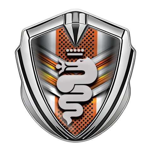 Alfa Romeo Emblem Aufkleber Autozubehor Silbertonfarbe Orange Grau Maske Effekt