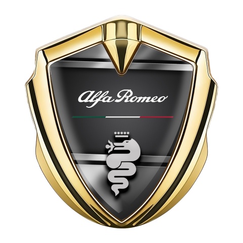 Alfa Romeo Emblem Logo Schriftzug Aufkleber Goldtonfarbe Metall Rahmen Stil