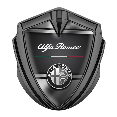 Alfa Romeo Seitenflugel Emblem Aufkleber Graphit Tonfarbe Metall Rahmen Effekt mit Klassisch Logo