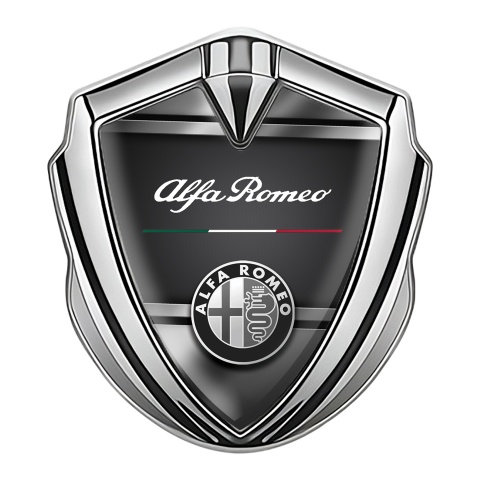 Alfa Romeo Seitenflugel Emblem Aufkleber Silbertonfarbe Metall Rahmen Effekt mit Klassisch Logo