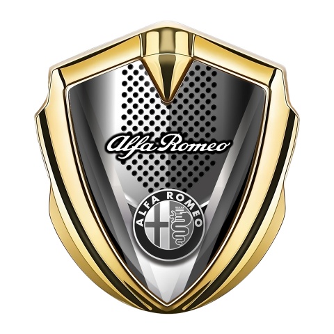 Alfa Romeo Emblem Abzeichen Goldtonfarbe Schaber Effekt mit Klassisch Logo