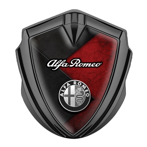 Alfa Romeo Abzeichen selbstklebend Graphit Tonfarbe Gekreuzte Platten Basis Effekt mit Klassisch Logo