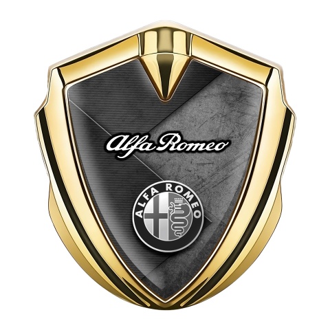 Alfa Romeo Emblem Abzeichen selbstklebend Goldtonfarbe Grau Schwarz Gekreuzte Platten Design