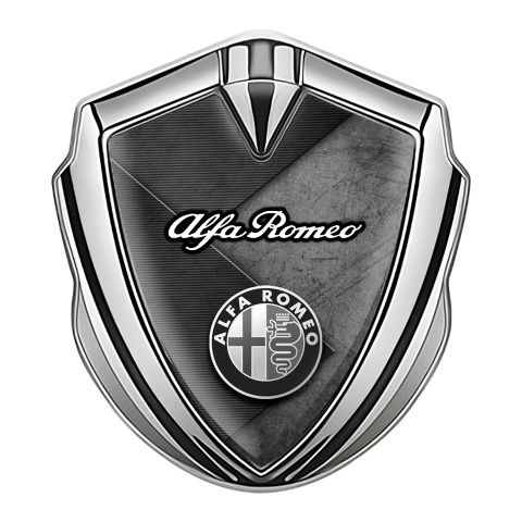 Alfa Romeo Emblem Abzeichen selbstklebend Silbertonfarbe Grau Schwarz Gekreuzte Platten Design