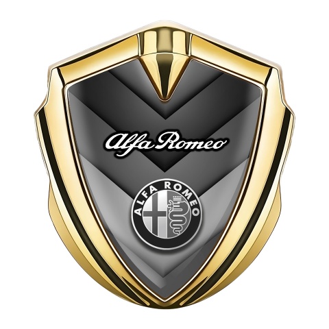 Alfa Romeo Emblem Auto Zeichen Goldtonfarbe Grau V Form Auflage