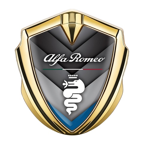 Alfa Romeo Emblem Logo Schriftzug Aufkleber Goldtonfarbe Grau Blau V Form Elemente Basis