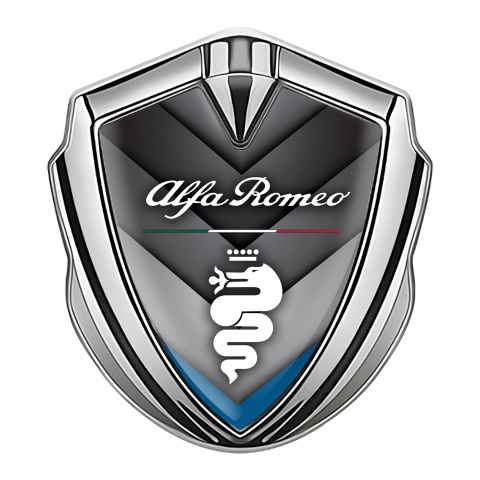 Alfa Romeo Emblem Logo Schriftzug Aufkleber Silbertonfarbe Grau Blau V Form Elemente Basis