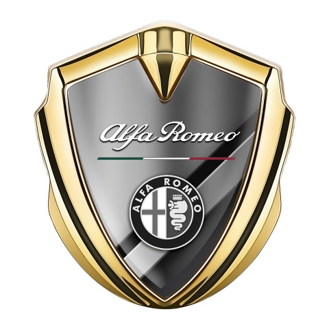 Alfa Romeo Bodyside Badge Self Adhesive Gold Crosswise Metal Design
