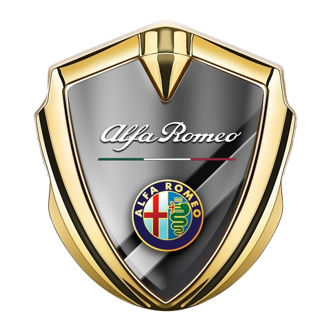 Alfa Romeo Trunk Emblem Badge Gold Crosswise Color Logo Design