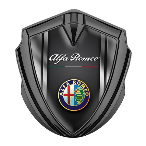 Alfa Romeo Trunk Metal Emblem Badge Graphite Color Logo Metallic Effect